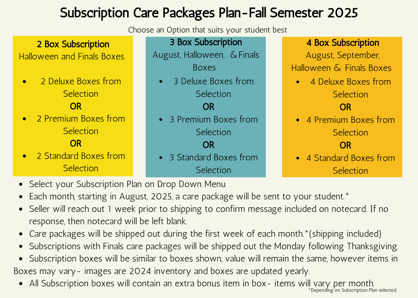 College Subscription Care Package Fall Semester 2025