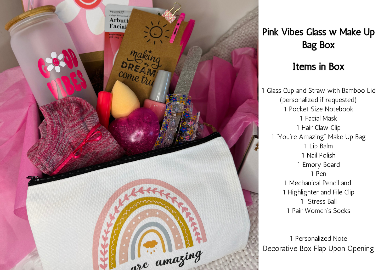 Just Because Pink Vibes College Care Package, Summer Gift Box