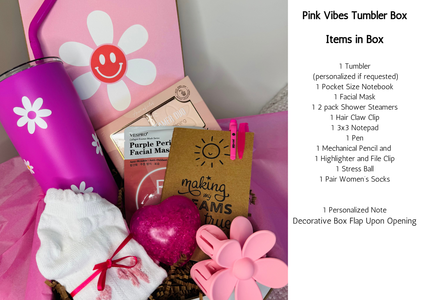 Just Because Pink Vibes College Care Package, Summer Gift Box