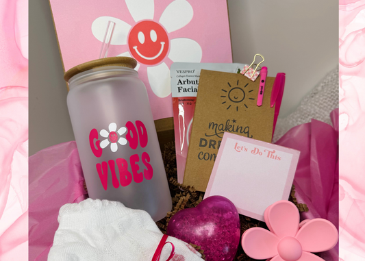 Just Because Pink Vibes College Care Package, Summer Gift Box