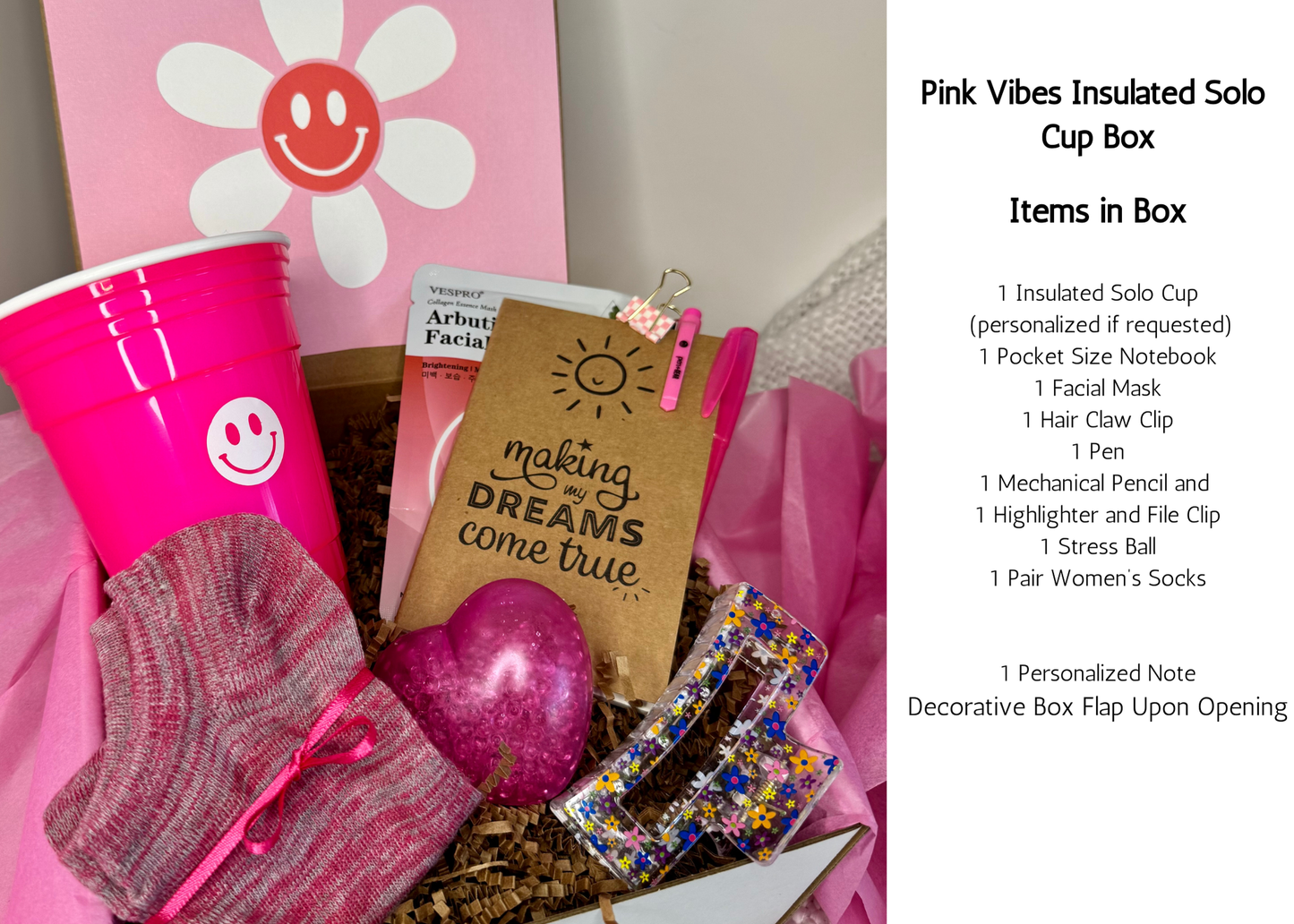 Just Because Pink Vibes College Care Package, Summer Gift Box