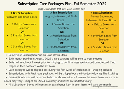 College Subscription Care Package Fall Semester 2025