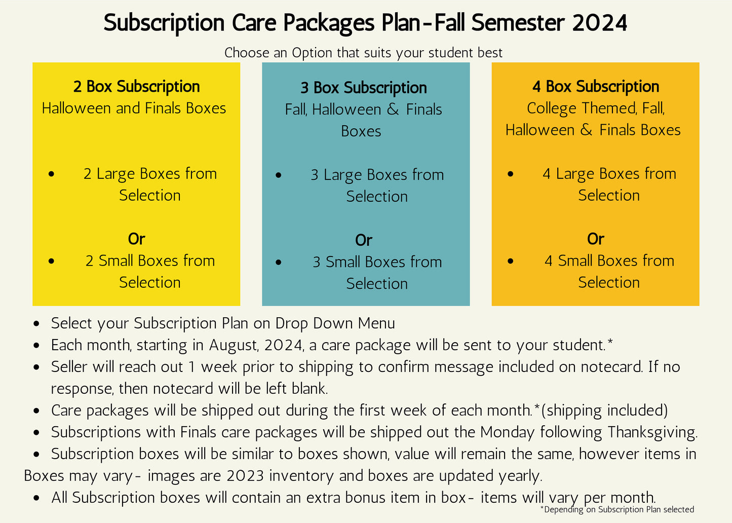 College Subscription Care Package Fall Semester 2024